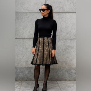 sandra angelozzi Elegant Lace Overlay Skirt black beige